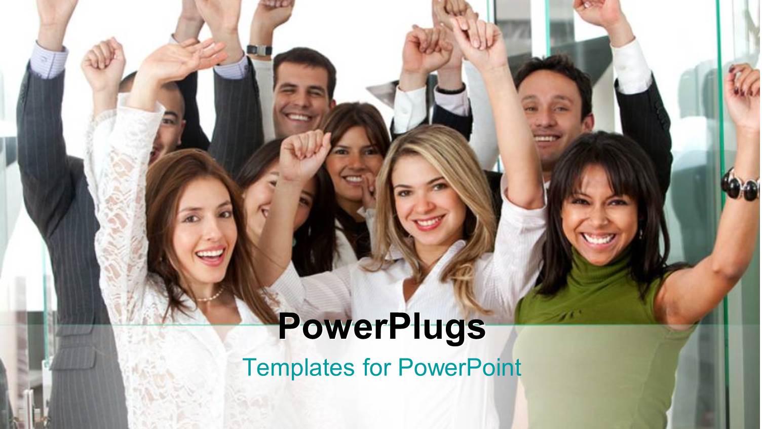 Successful Business Team Raise Hands and Fists in the Air