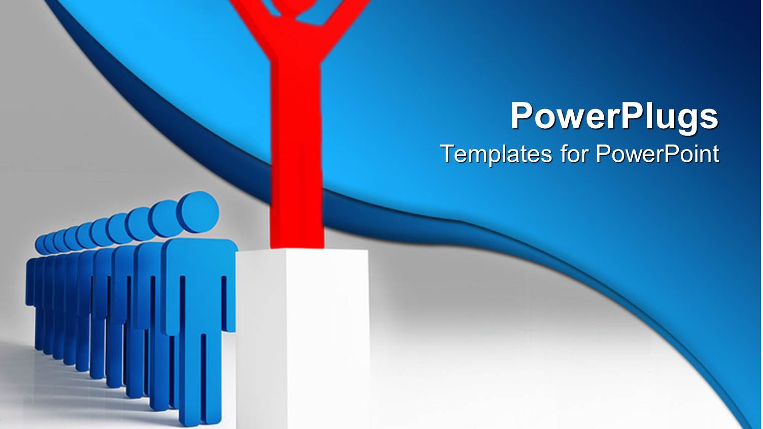 Successful Red Man Celebrating in Podium with other Waiting in Line 