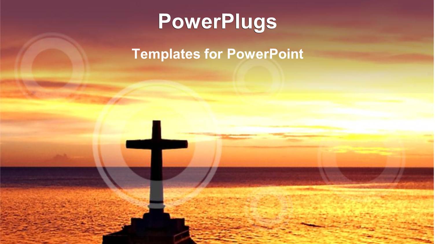 Sun Set View of  a Cross in the Middle of the Sea