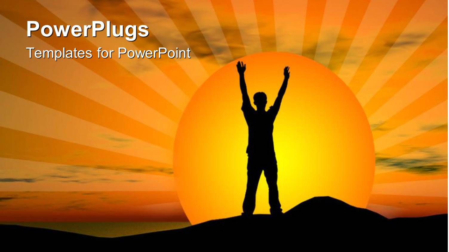 Sun Set View of a Man with his Hands Up