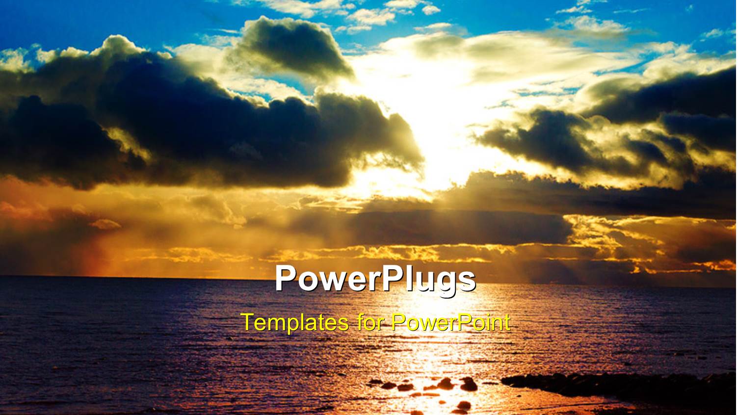 Sun Set View of an Open Sea with Dark Clouds