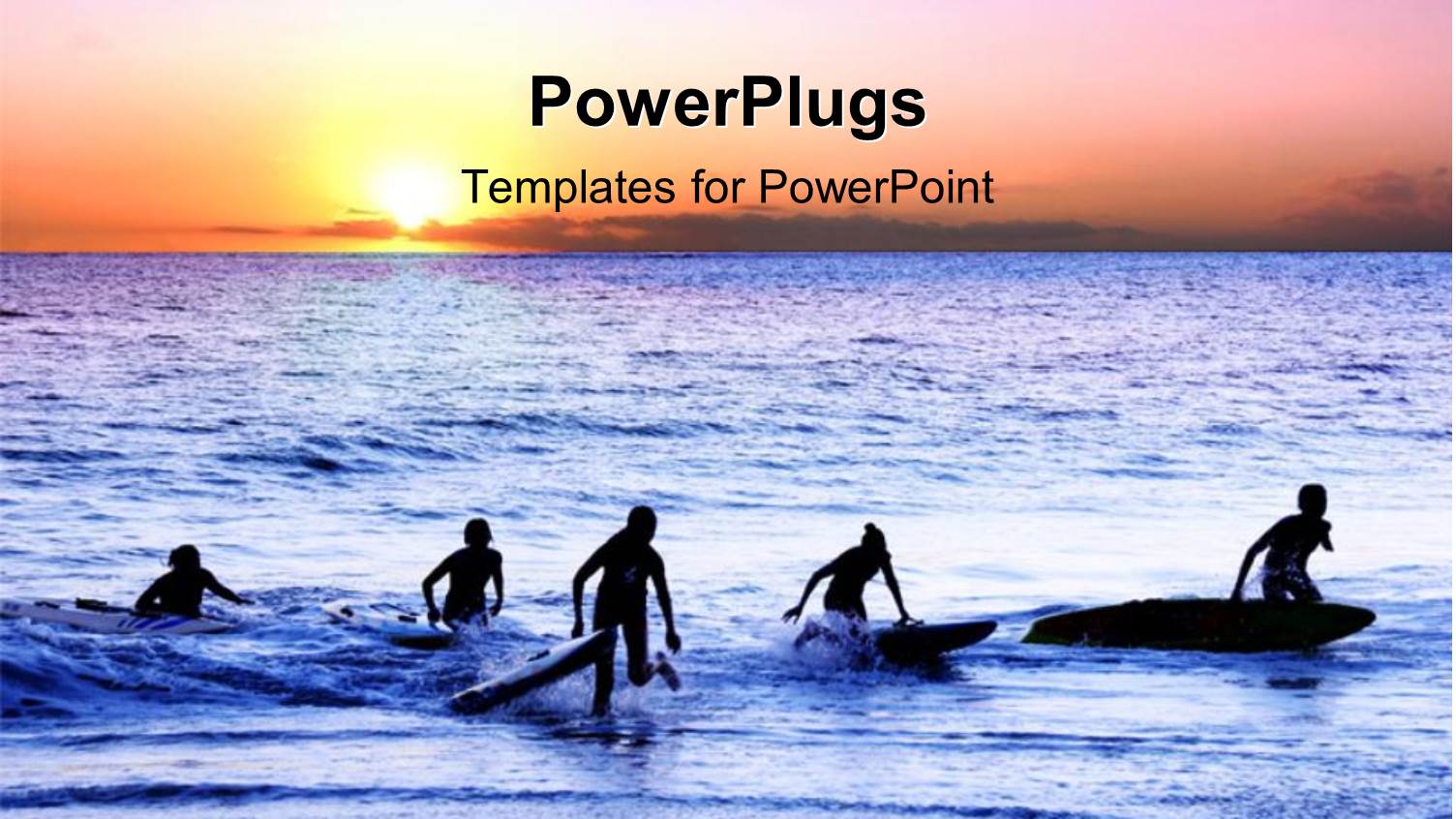 Sun Set View of Surfers Coming Out of an Ocean