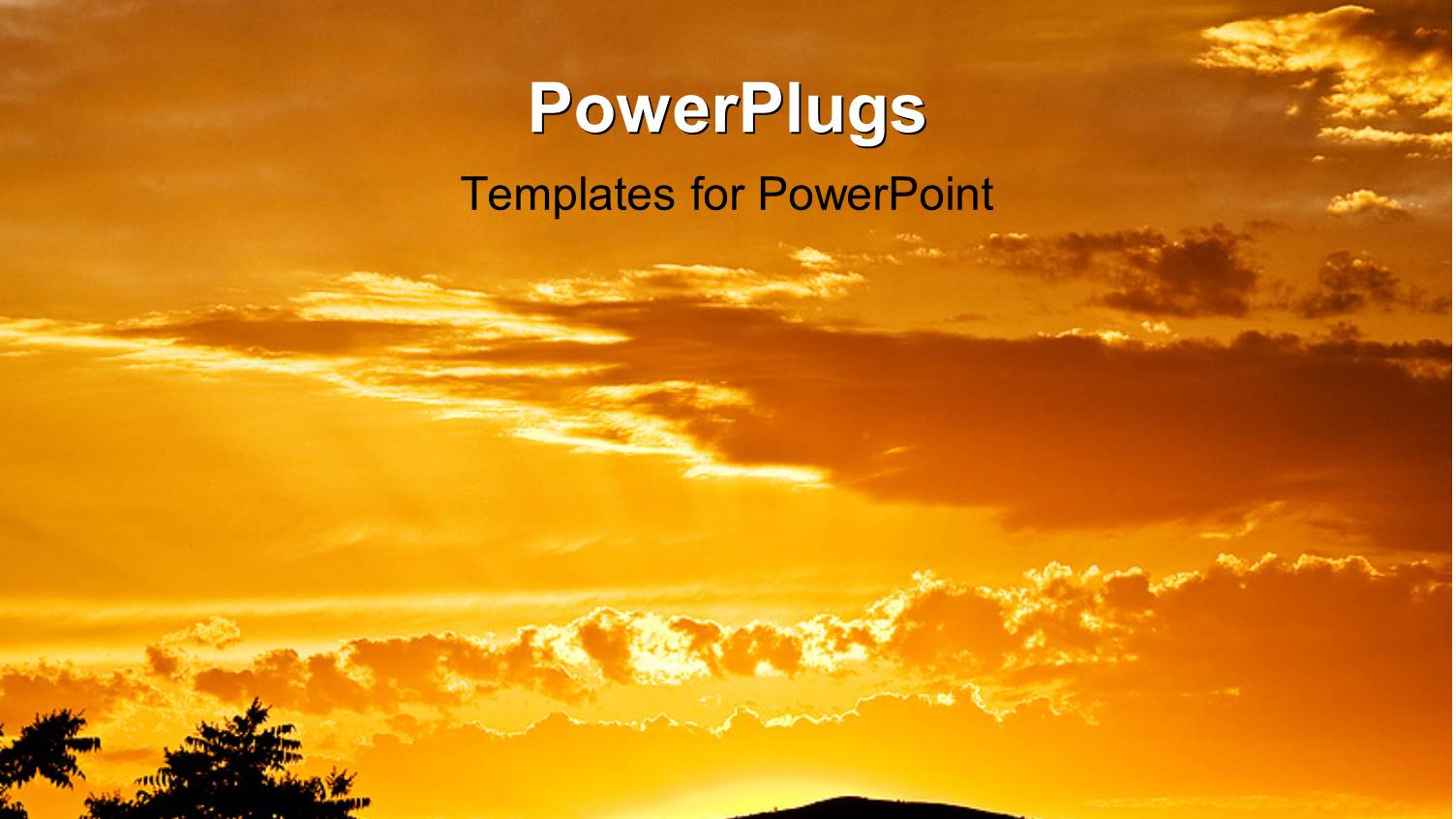 a Sunset in the Background with a Number of Trees and a Mountain