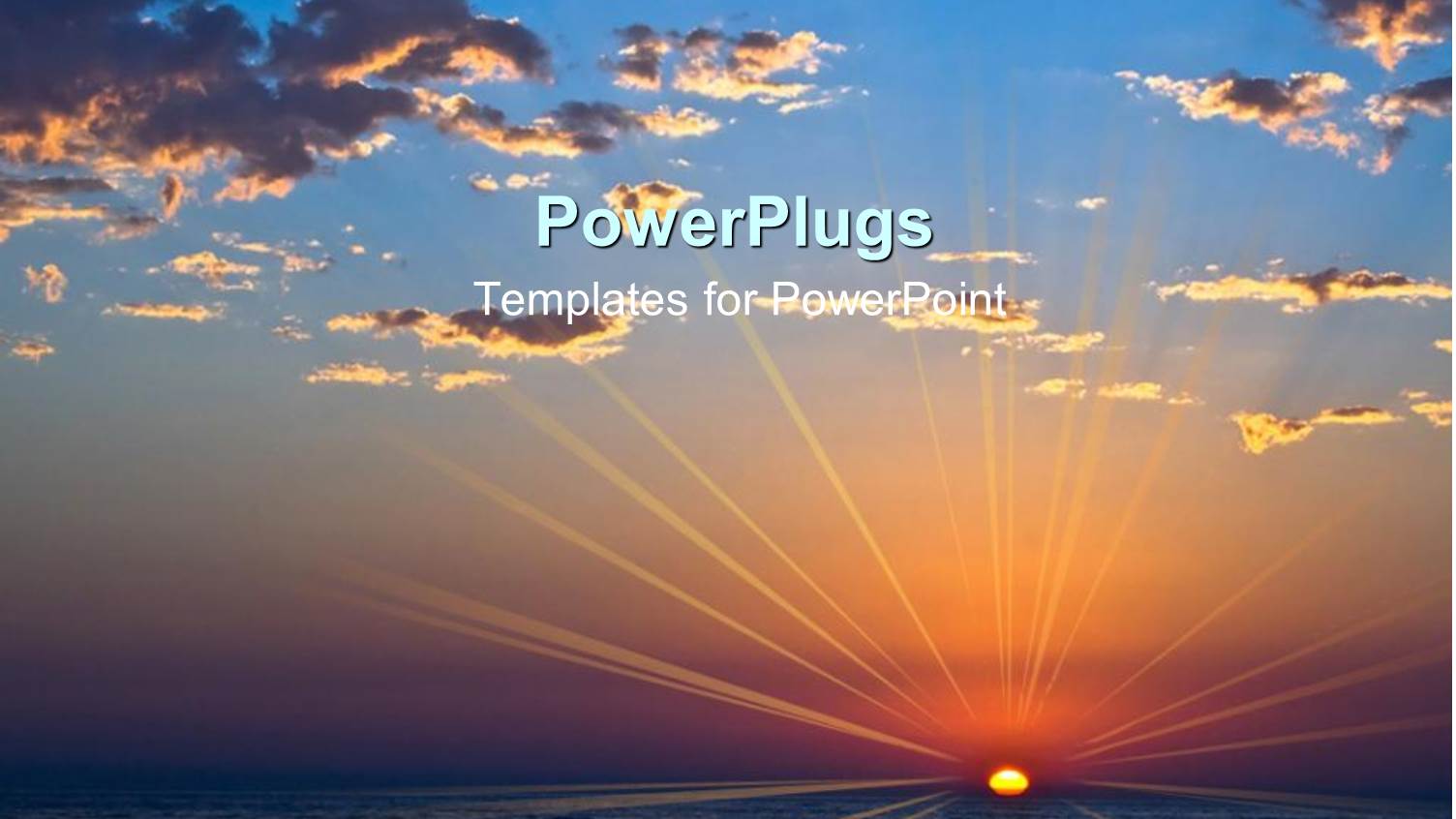 Sunset Over Sea with Clouds and Emphasized Light Rays