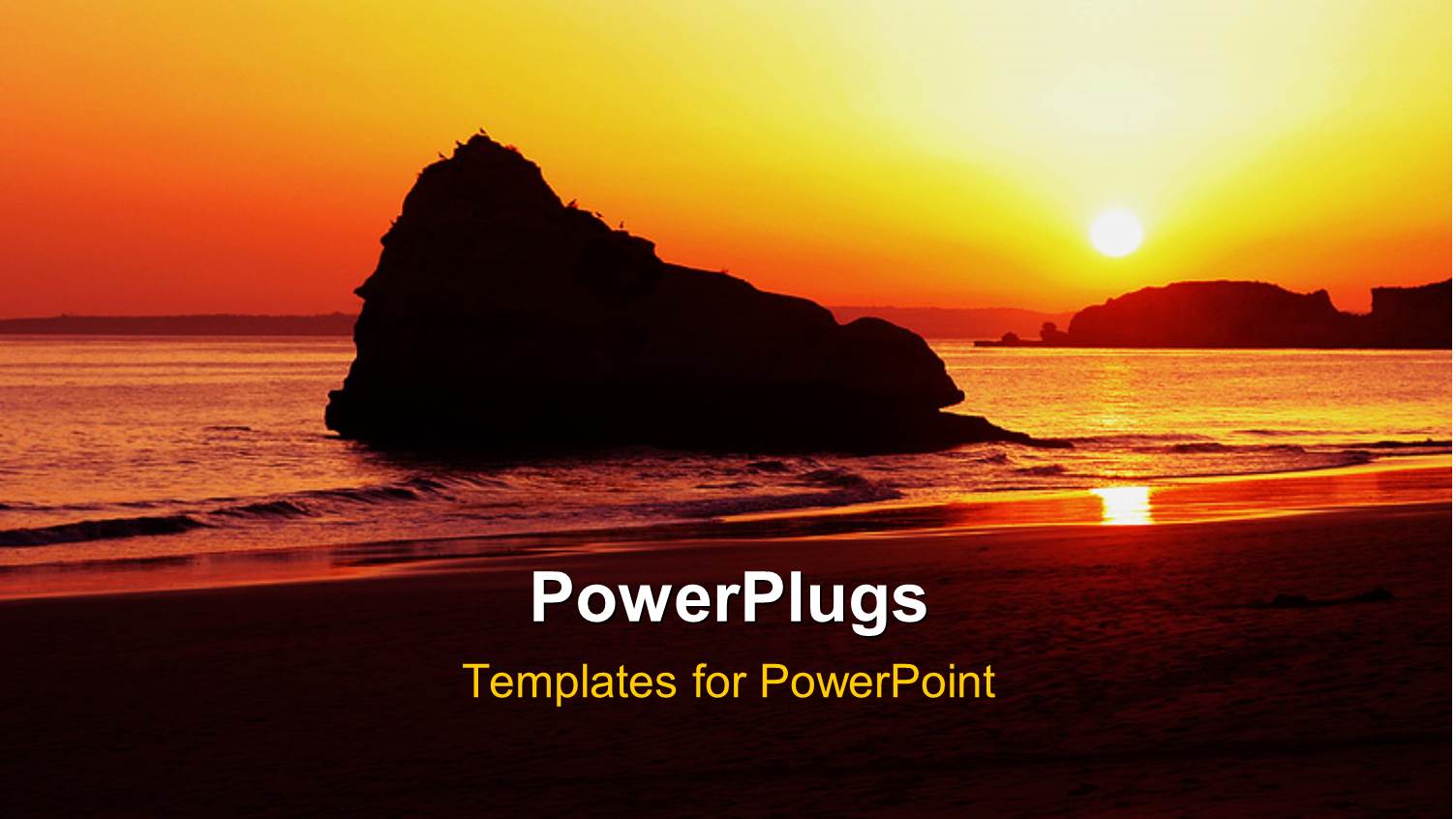 Sunset Over Sea with Rock in Middle of sea