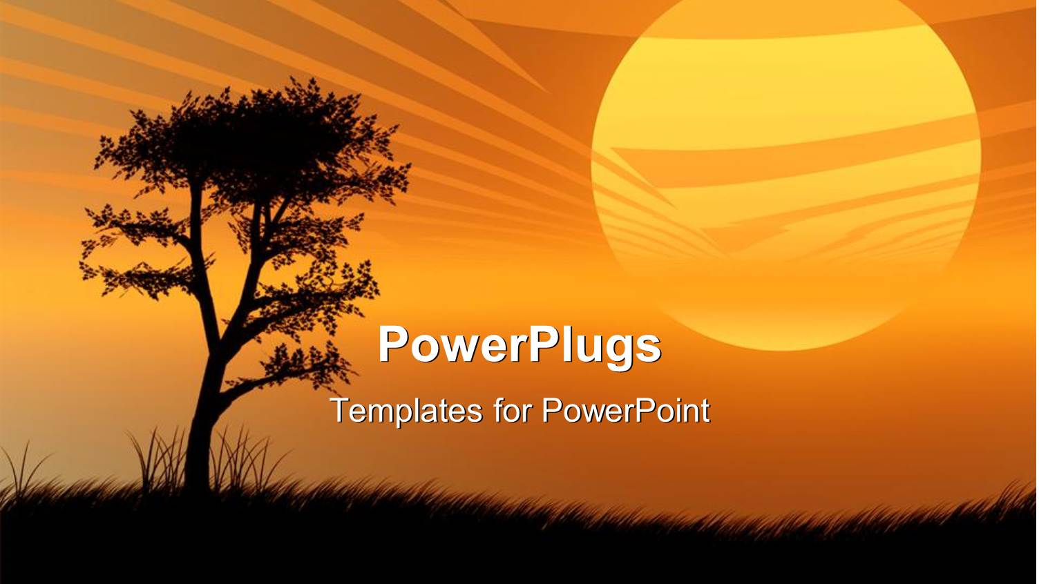 Sunset with Tree and Hills Orange African Setting Sun Travel