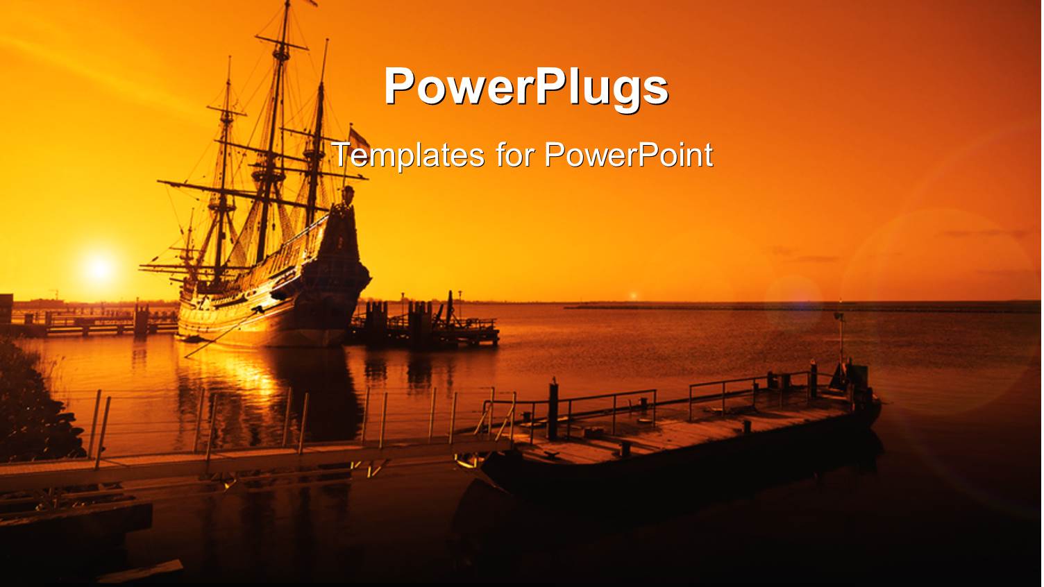 a Sunset View of Ships on a Calm Dark River