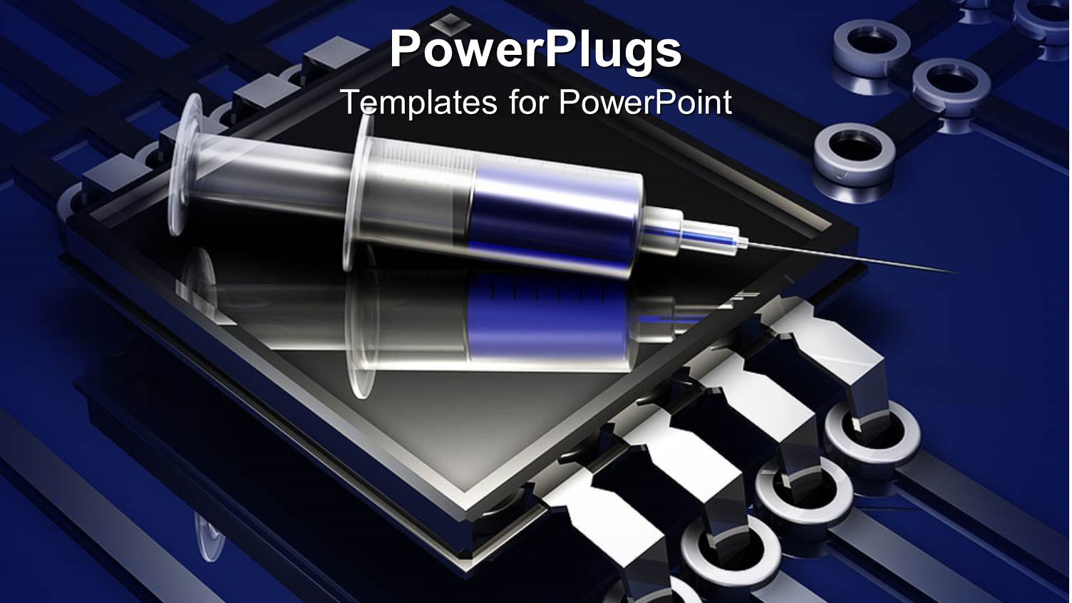 a Syringe with Blue Liquid in it Placed on a Steel Frame