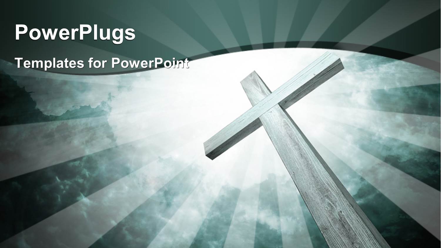 Tall Wooden Cross Over Light Glow in Cloudy Sky