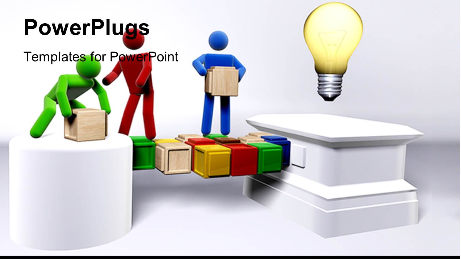 Team of 3D Figures Collaborating to Reach an IDEA with White Color