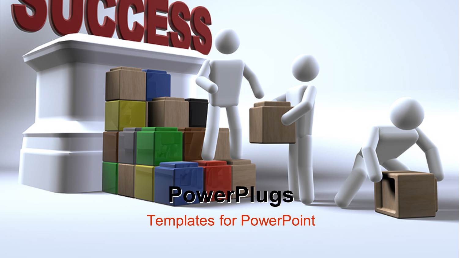 Team Collaborating to Reach Success Using Building Blocks with White Color