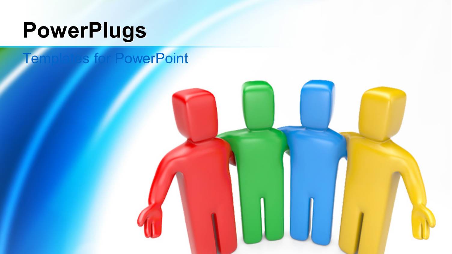 Team of Colorful 3D Human Characters Welcoming with Colorful Curves in the Background