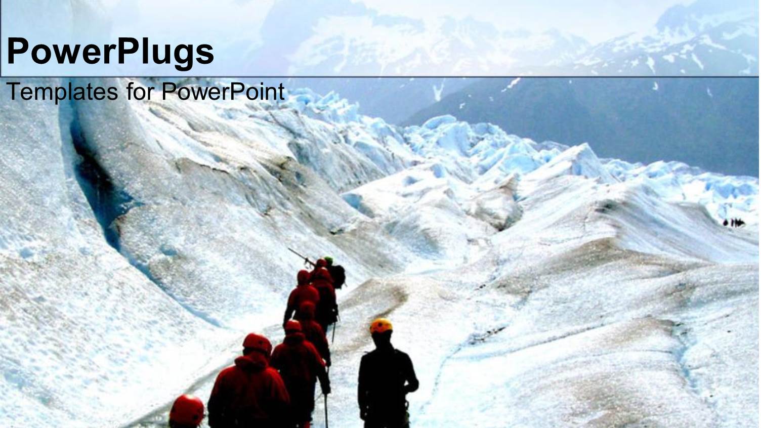 Team of Hikers Walking on a Snow Filled Mountain