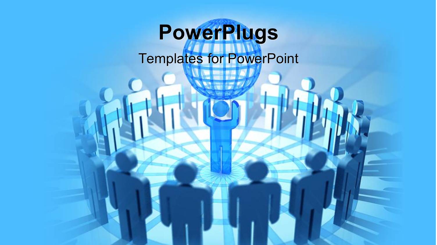 Team Leader Carrying Wired Globe Overhead Surrounded by 3D Men