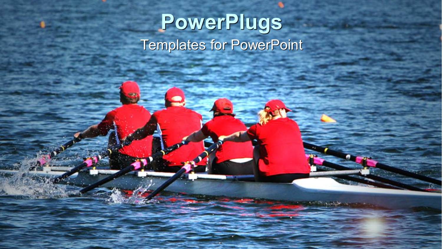 a Team of Rowers in the Sea