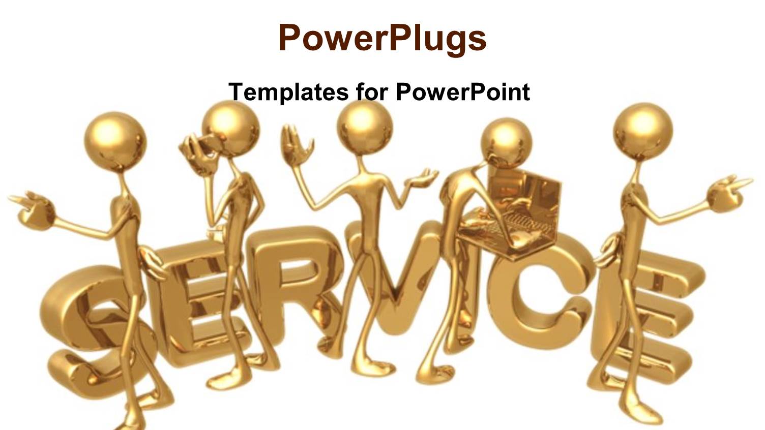 Team of Service Workers Gold on White Background