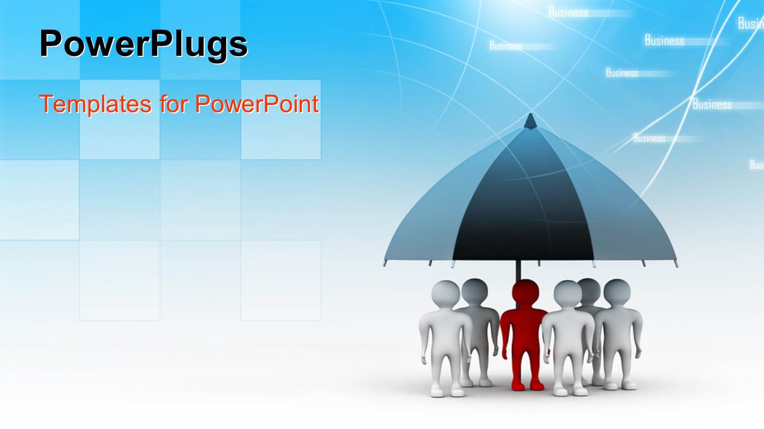 a Team of 3D Characters Standing Under an Umbrella