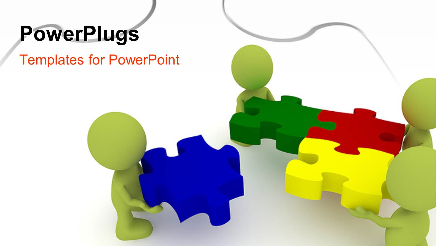 Team of Three Human Character Solving Puzzles with White Puzzle in Background