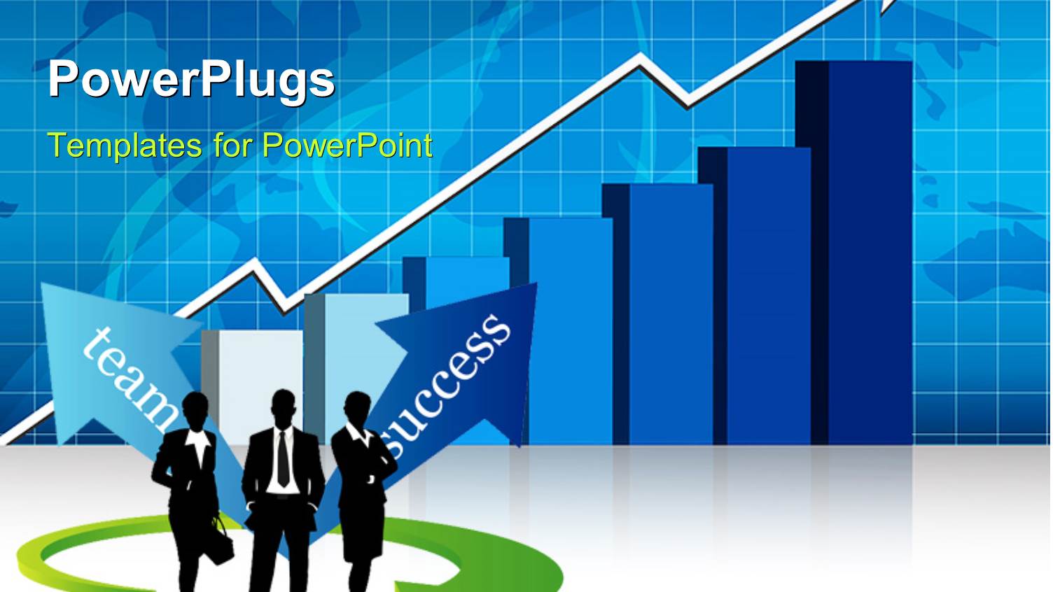 Teamwork Depiction with Growth Chart Over World Map in Background