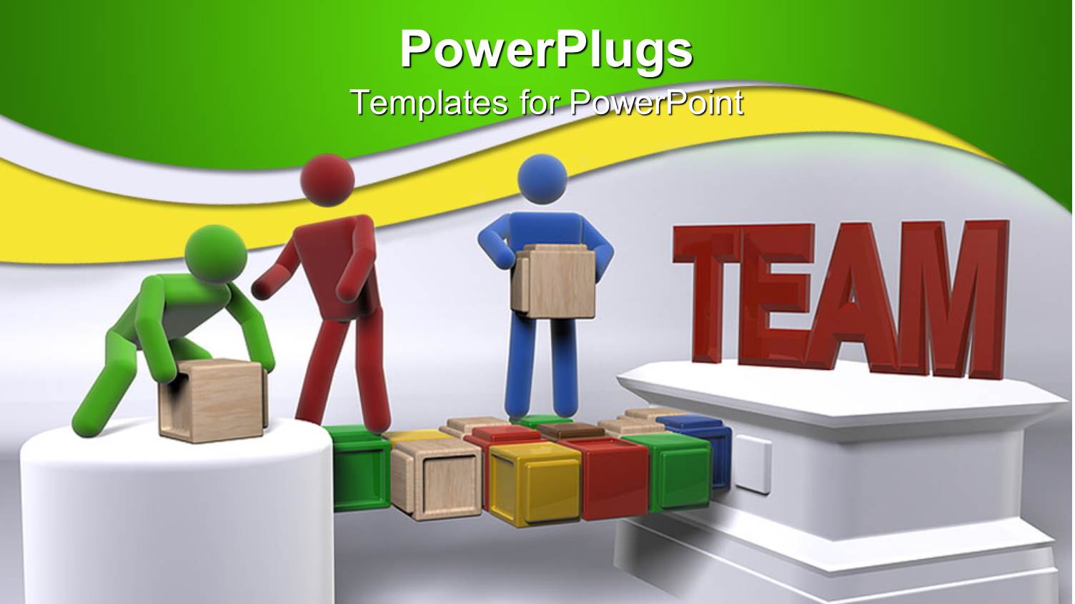 Teamwork Metaphor with 3D People Moving Boxes, Team Building