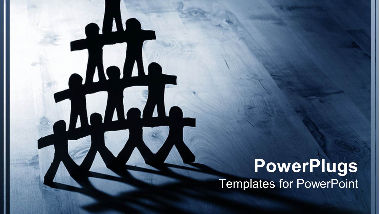 Teamwork Metaphor with Paper People in Pyramid on Wood