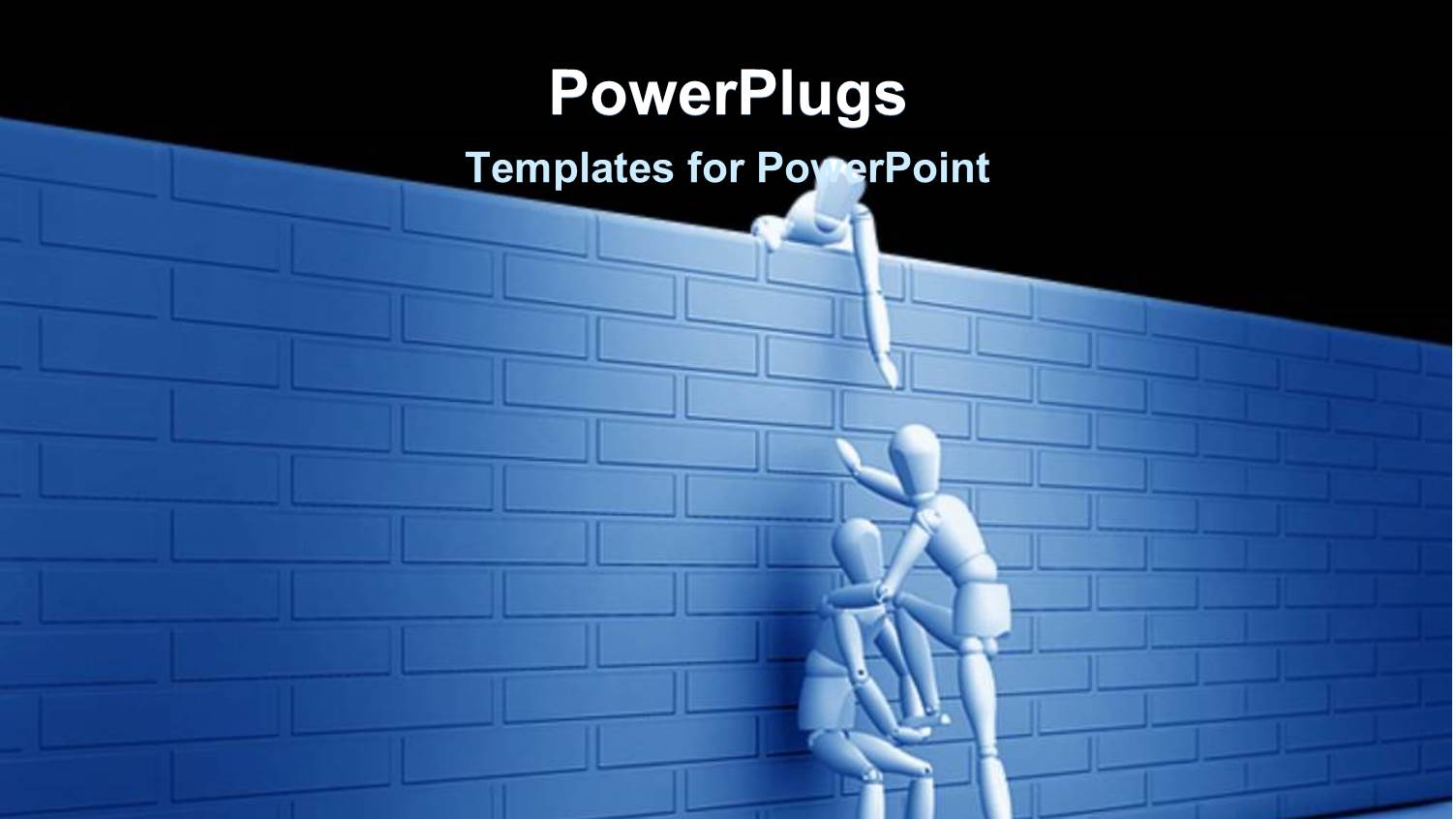 Teamwork Metaphor with Three People Helping Each other Climb Over a Wall