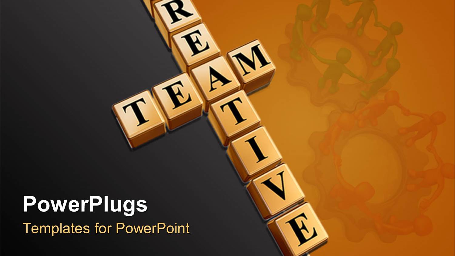 Teamwork Theme with Creative Team Building Blocks and People Holding Hands on Gears