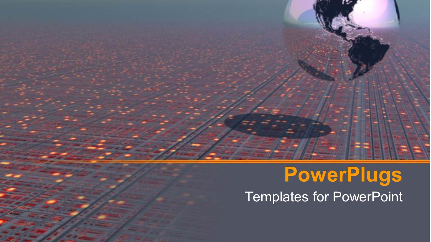 Tech Circuit Board Landscape with Wires and Earth Globe World