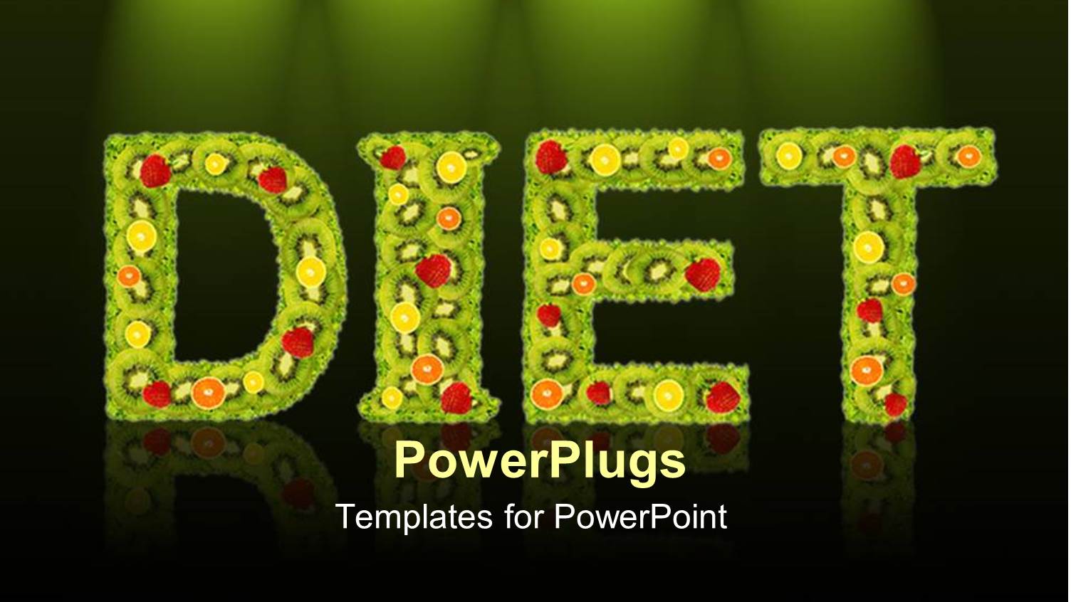 Text DIET in Green Color with Lots of Fruits