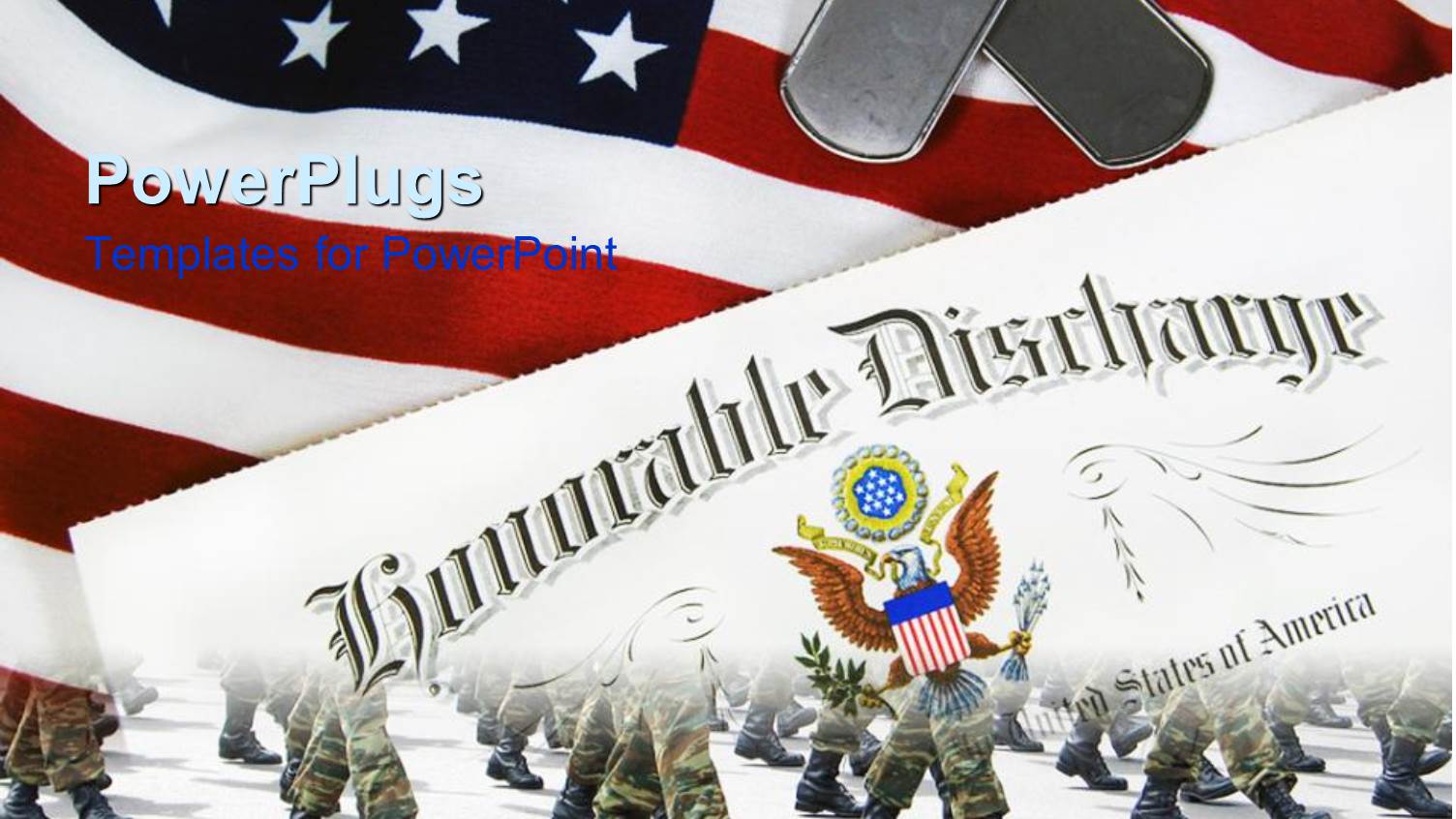 Th American Soldiers on the Move Along with American Flag and Tags