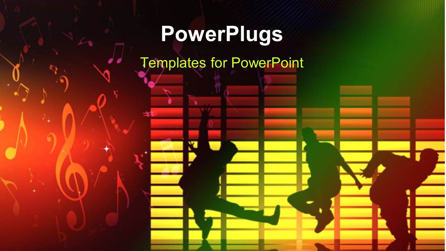 Thee People Dancing and Jumping on a Music Theme Background