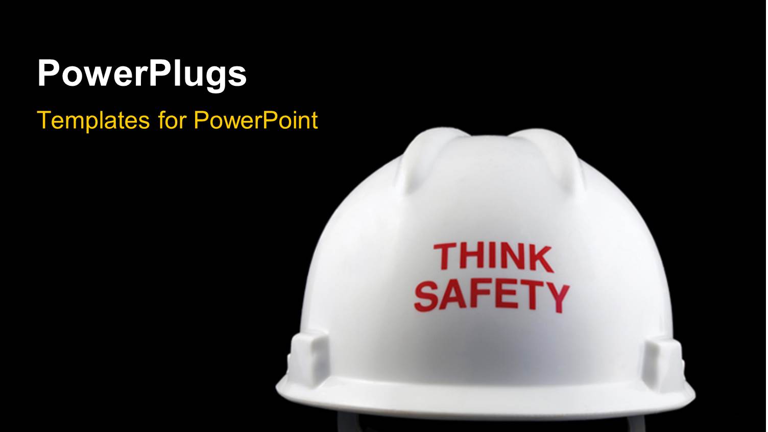 Think Safety Message on the Back of the Helmet with Hazard Stripes