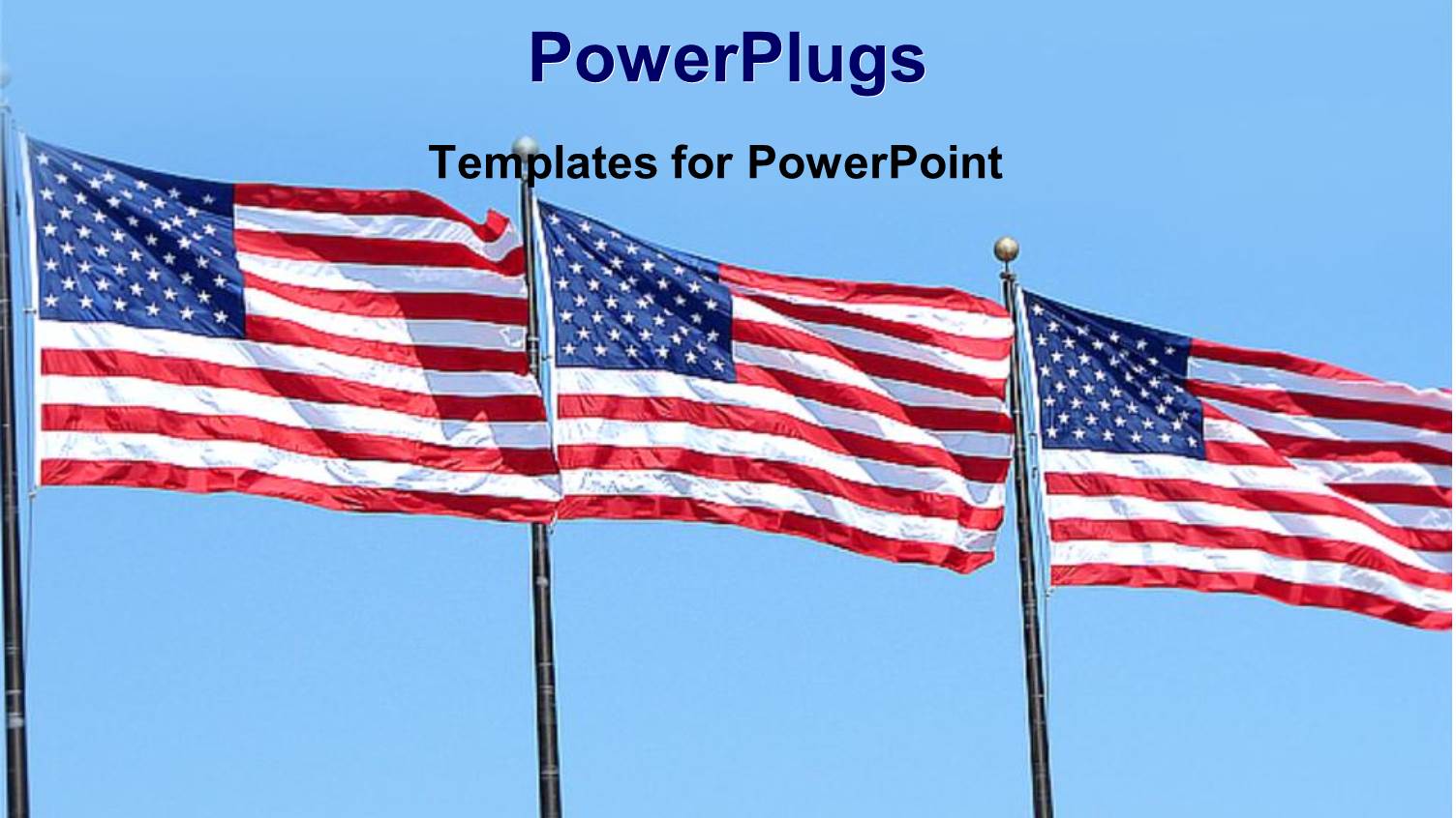 Three American Flags Waving in the Air