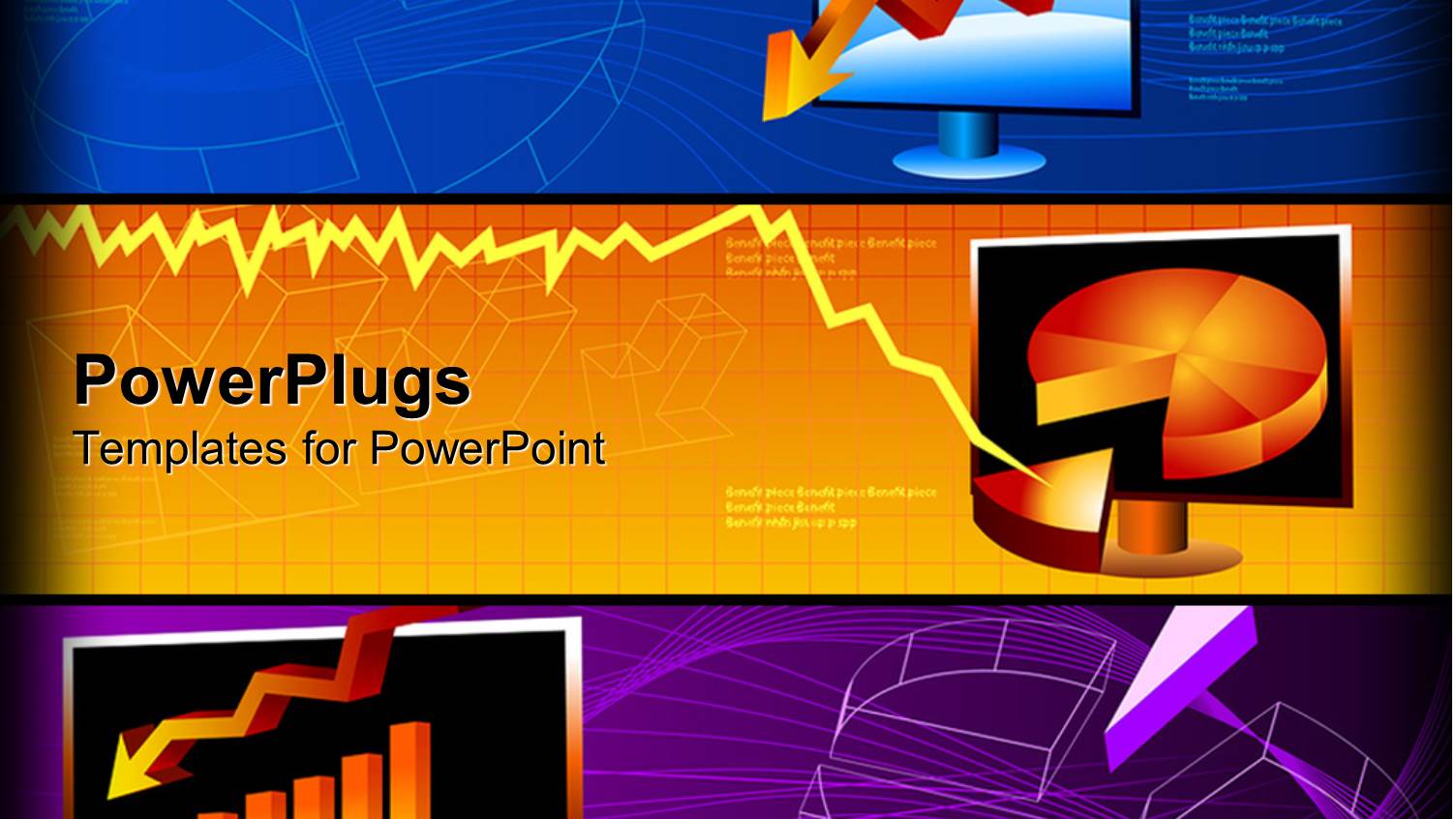 Three Banners with Montage of Graphs Indicating Economic Recession