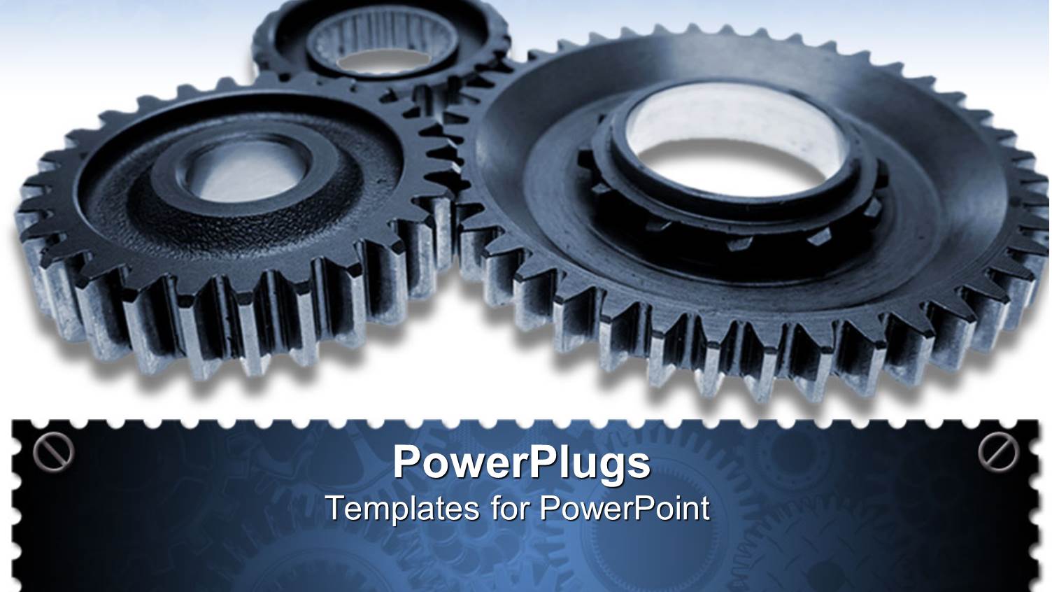 Three Black Gears Turning Together on White Background