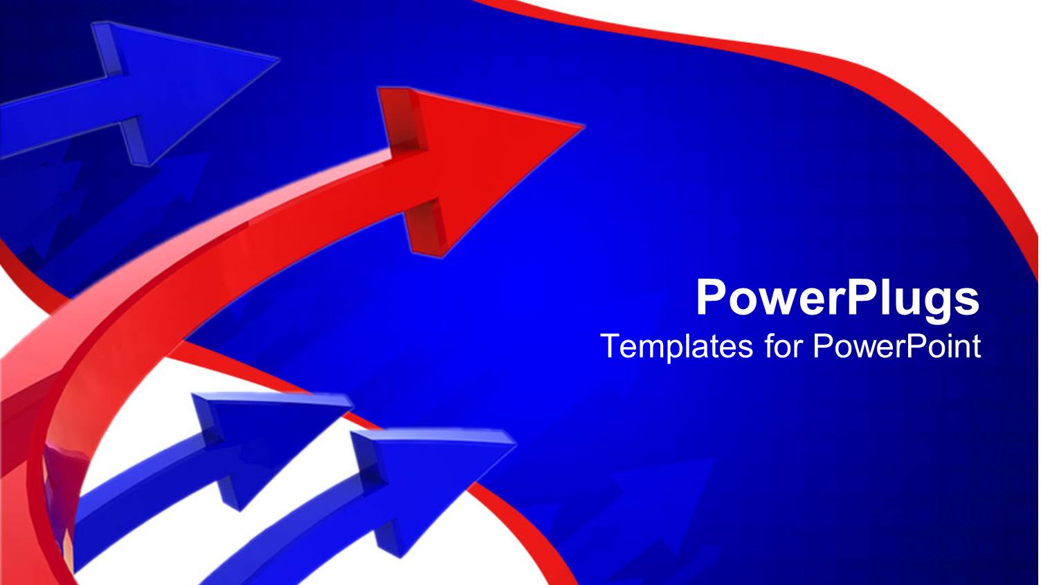 Three Blue Arrows and Red Arrow on White Red and Blue Background