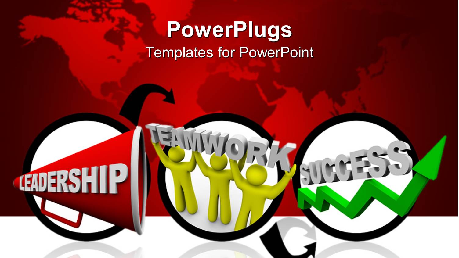 Three Circular Tiles with Text Leadership Teamwork and Success