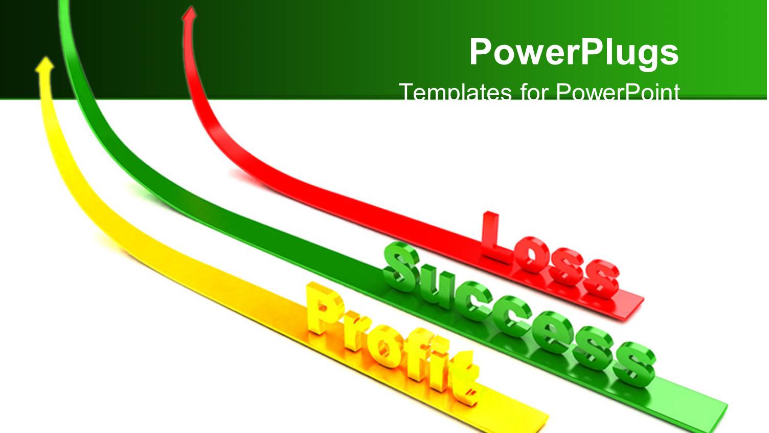 Three Colorful Ascending Arrows with the Text Success, Profit and Loss