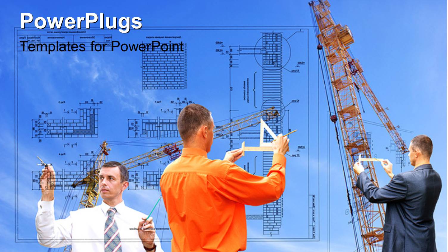 Three Construction Workers Designing a Building Construction Lay Out