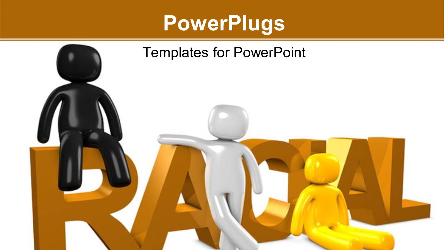 Three Differently Colored People Standing and Sitting Near the Word Racial with White Color