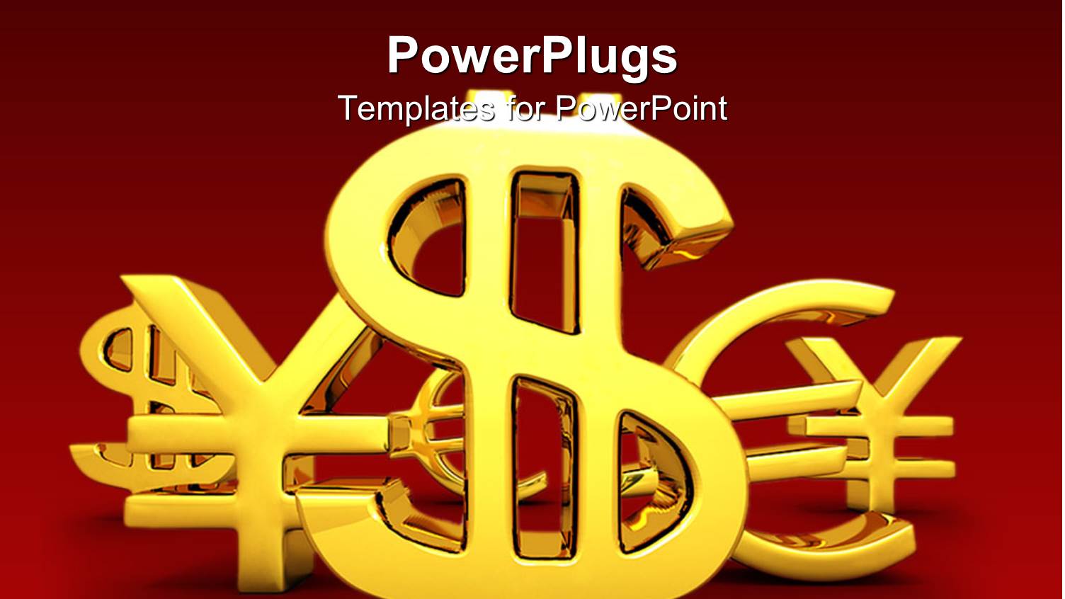 Three Dimensional Gold Currency Signs on Red Background