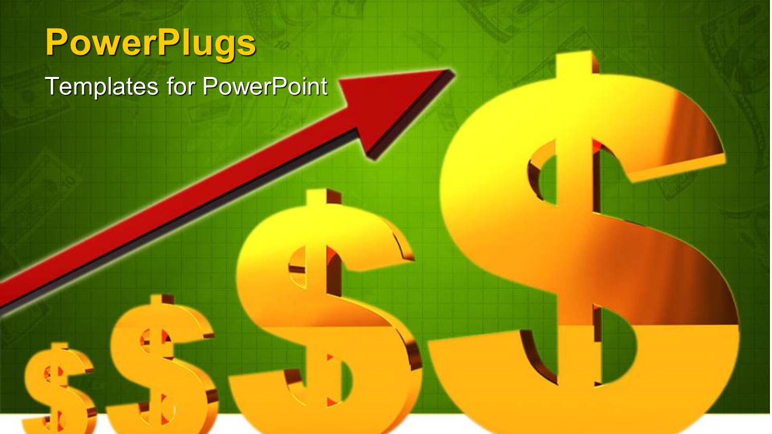 Three Dimensional Gold Dollar Signs with Red Upward Pointing Arrow