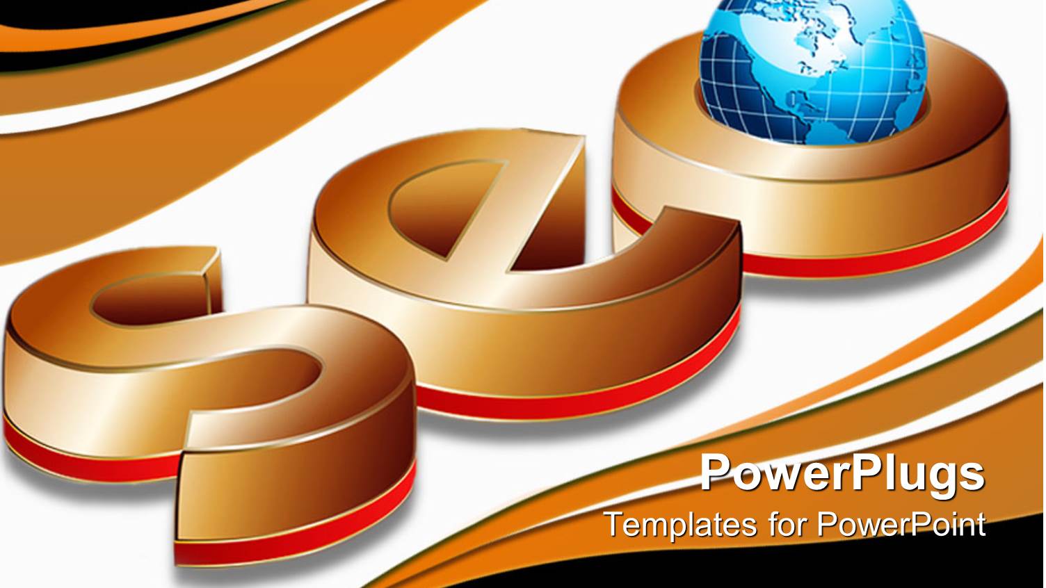 Three Dimensional Gold SEO with Blue Globe