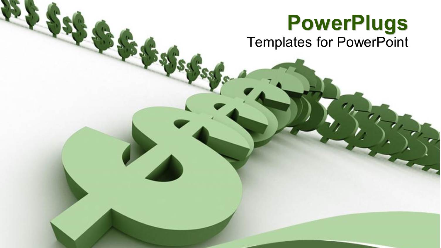 Three Dimensional Green Dollar Signs Arranged like Falling Dominoes