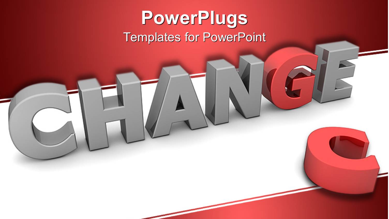 Three Dimensional Word Change in Gray Letters with Red G Replacing Discarded C