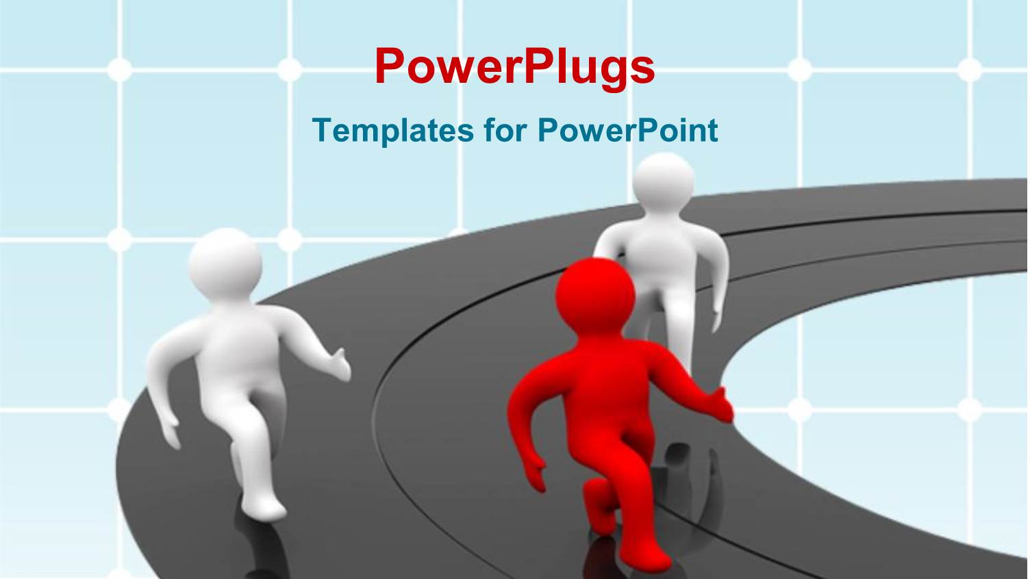 Three Figures Racing on Black Mirrored Track