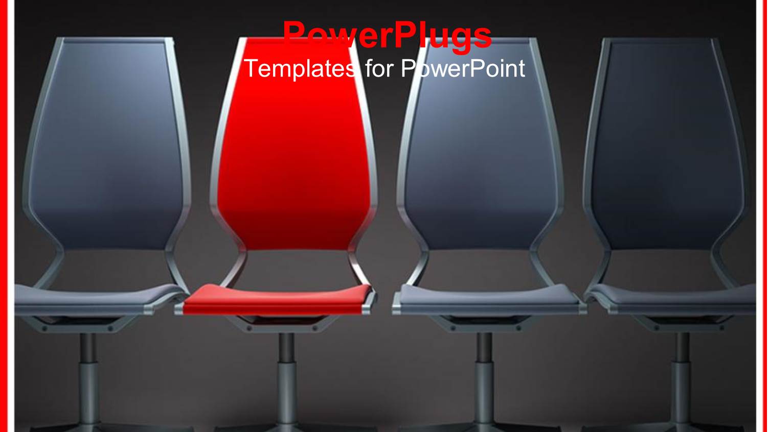 Three Gray Chairs with Red Chair in the Middle with Gray Background