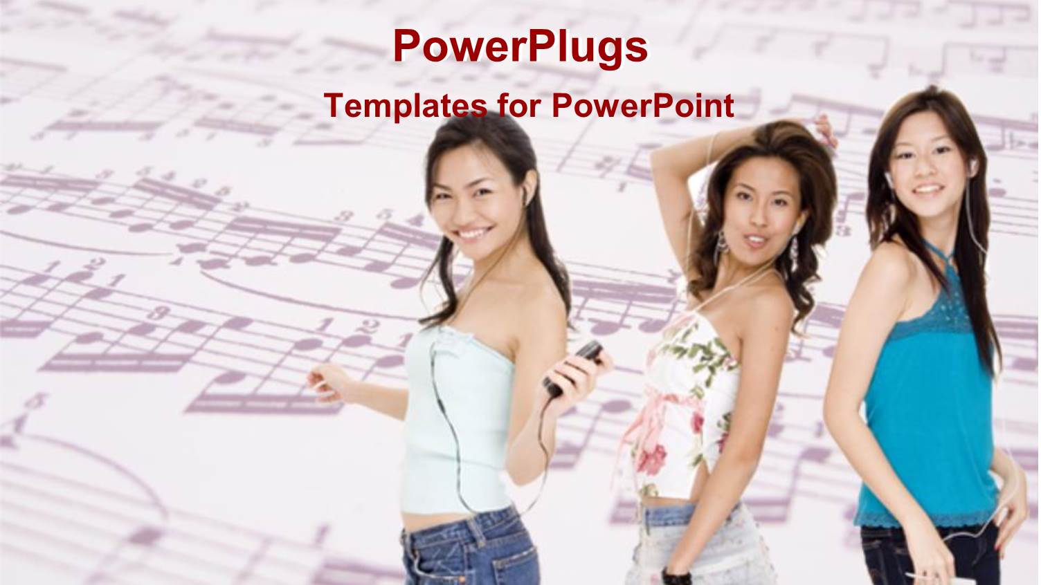 Three Ladies Wearing Earphones Listening and Dancing to Music