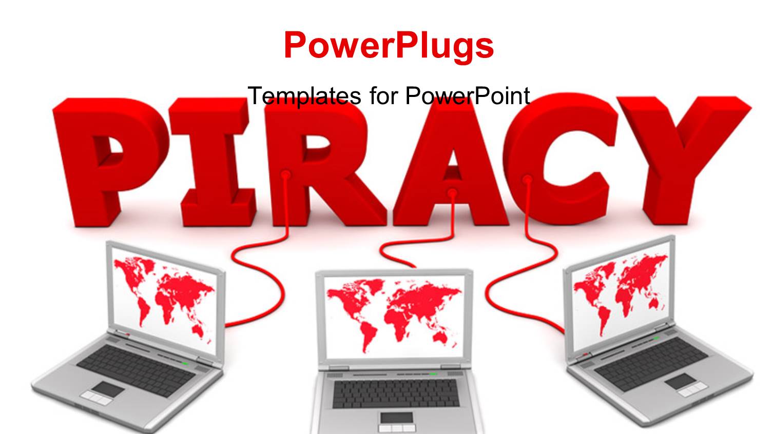 Three Laptops Connected to Laptops with Red Cables Depicting Word Privacy on White Color