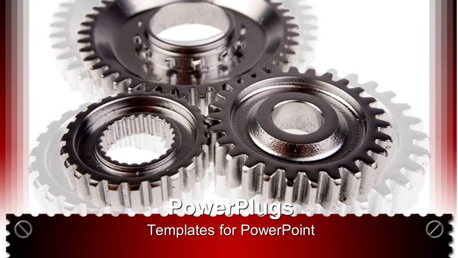 Three Metal Gears Arranged in a Mechanical Position to Make them Work Together with Shades on White Background